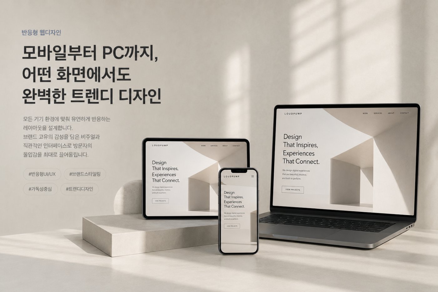 반응형 웹디자인 — 모바일부터 PC까지, 어떤 화면에서도 완벽한 트렌디 디자인